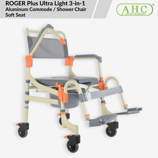 ROGER Plus Ultra Light 3-in-1 Aluminum Commode / Shower Chair Soft Seat (DCM008-1) - Image 2