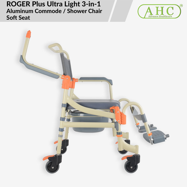ROGER Plus Ultra Light 3-in-1 Aluminum Commode / Shower Chair Soft Seat (DCM008-1) - Image 3