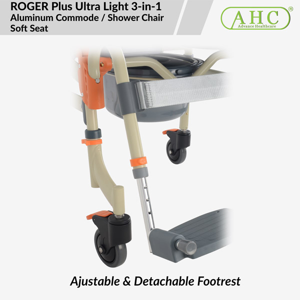 ROGER Plus Ultra Light 3-in-1 Aluminum Commode / Shower Chair Soft Seat (DCM008-1) - Image 7